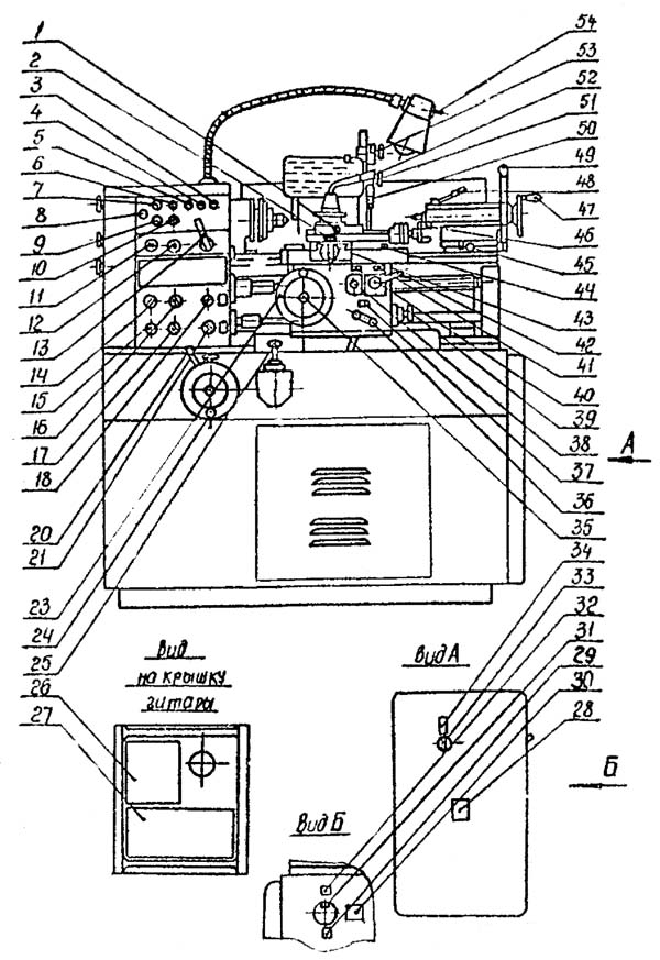 Розташування органів керування токарно-гвинторізним верстатом 16М05А 16М05А Розташування органів керування токарно-гвинторізним верстатом